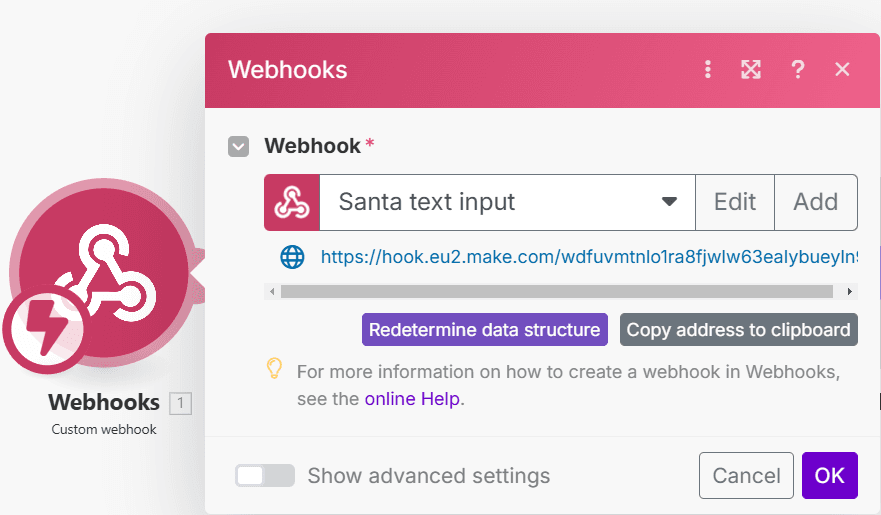 Webhook listening to santa